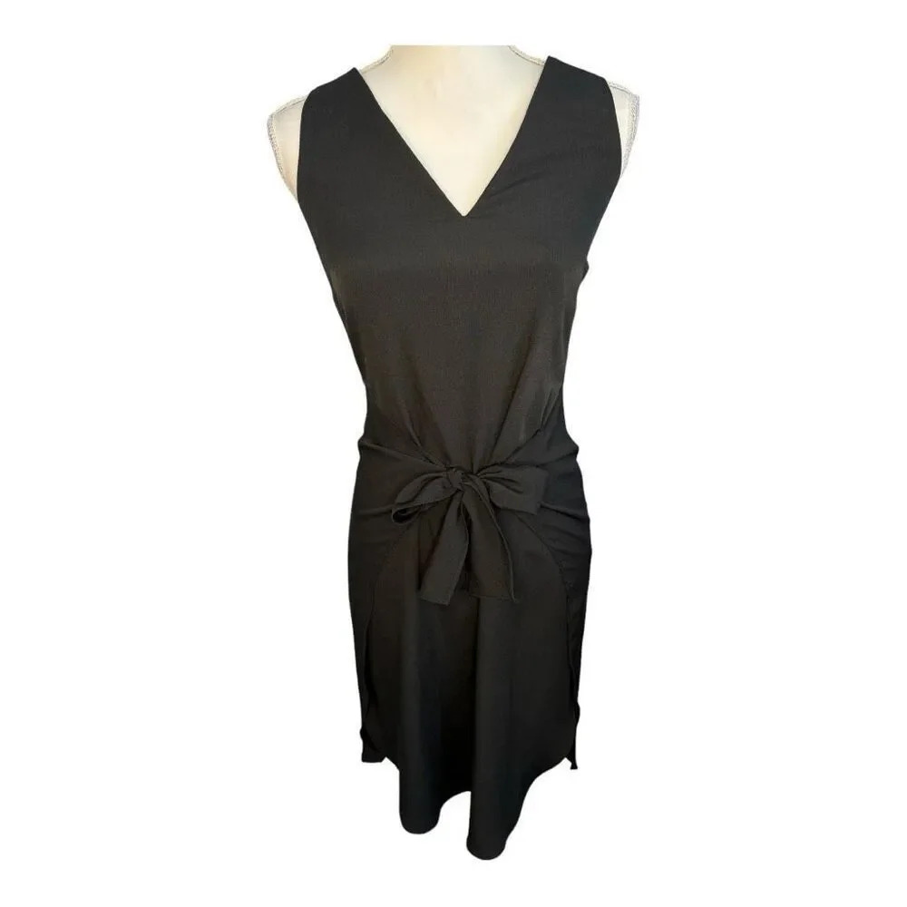 Bar III Women’s Size XS Black Tie Front V-Neck Shift Dress